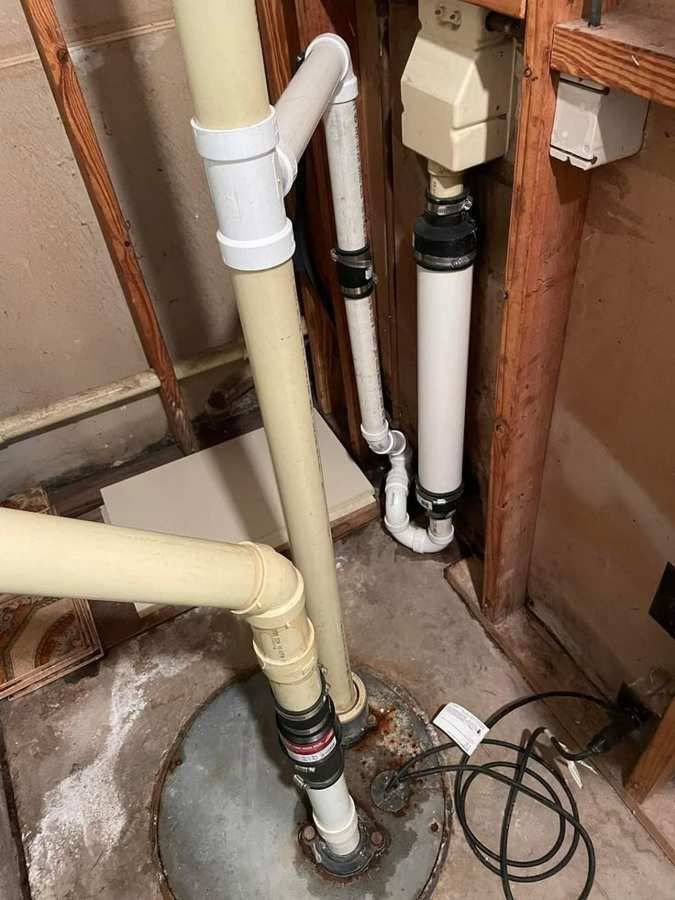 Drainage pipework being installed